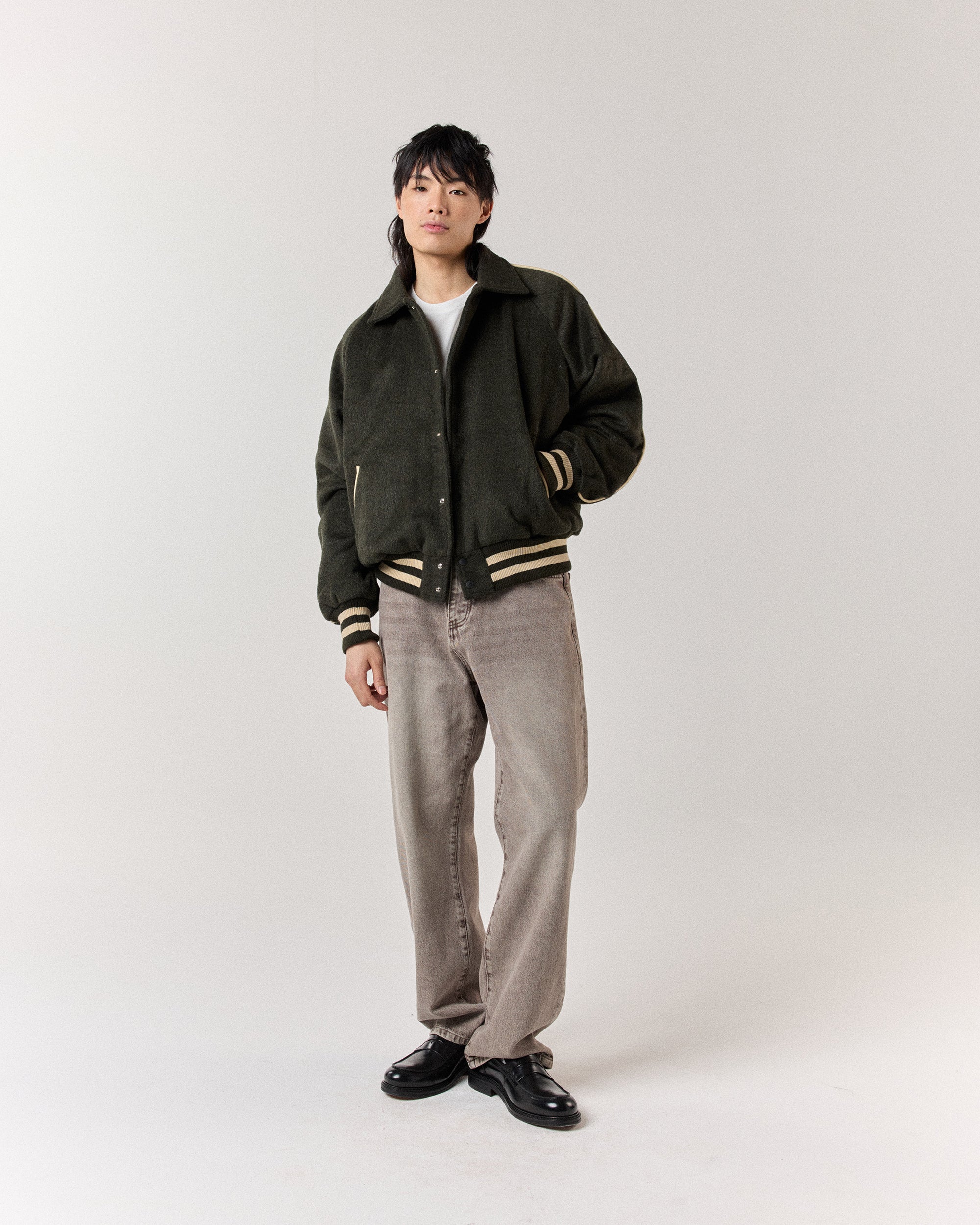 Wool Varsity Jacket - Moss Green - Image 3