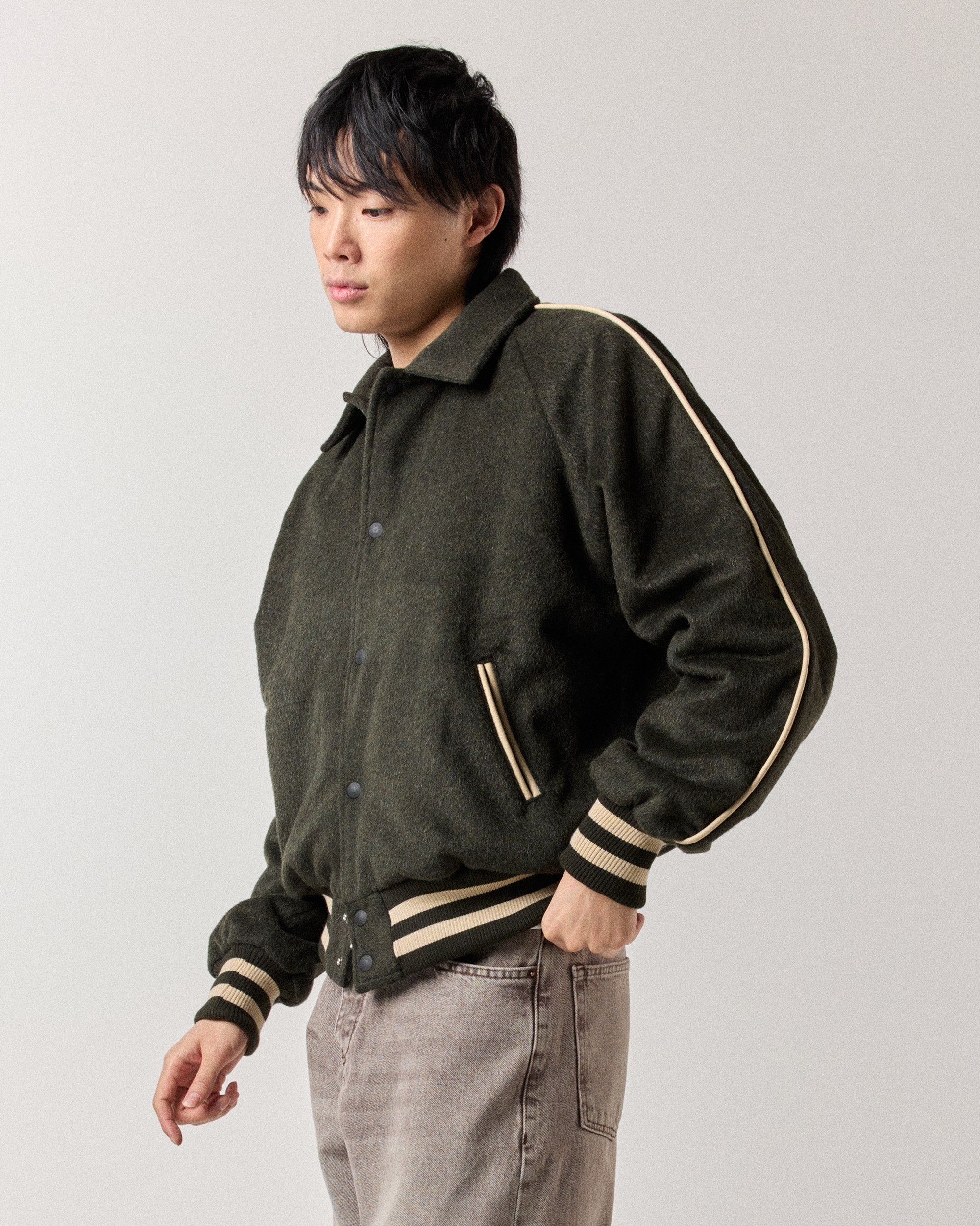Wool Varsity Jacket - Moss Green - Image 5